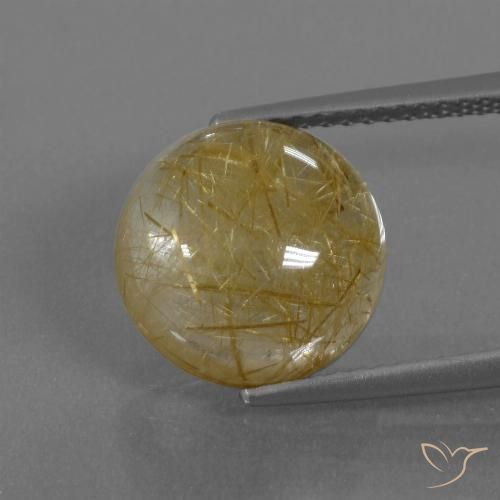 5.64ct Natural Castanho Dourado Muito Claro Quartzo Rutilo, Redondo, Transparente