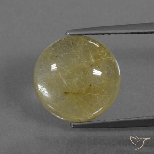 5.18ct Natural amarelo médio Quartzo Rutilo, Redondo, Transparente