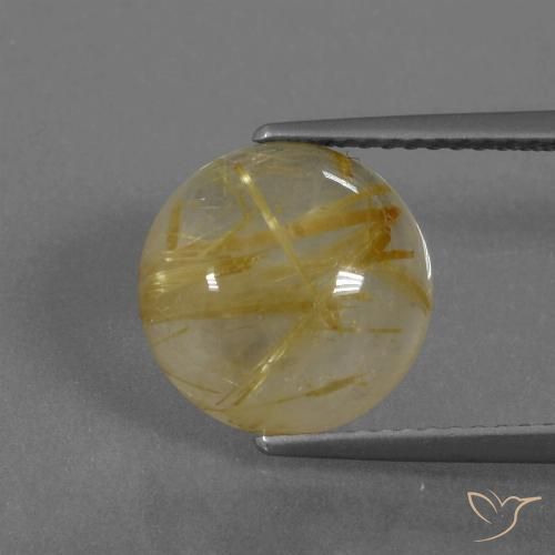 4.61ct Natural amarelo médio Quartzo Rutilo, Redondo, Transparente