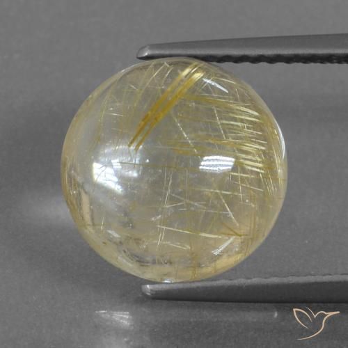 5.62ct Natural Luz amarela Quartzo Rutilo, Redondo, Transparente