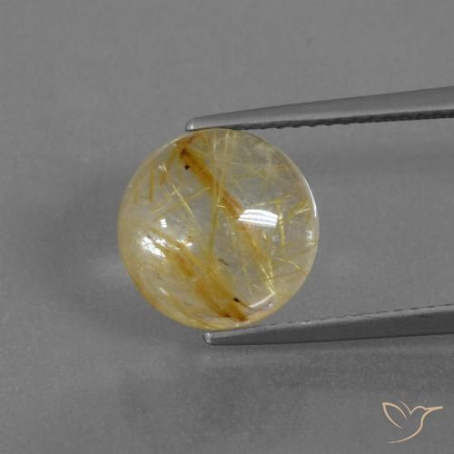 4.57ct Natural Amarelo Terroso Quartzo Rutilo, Redondo, Transparente