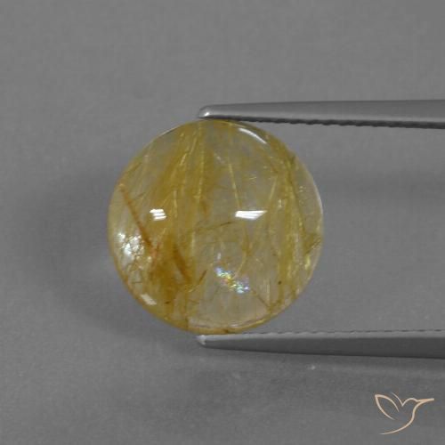 3.68ct Natural amarelo médio Quartzo Rutilo, Redondo, Transparente