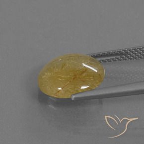 Quartzo Rutilo amarelo médio Natural 3.68ct, Redondo, Transparente