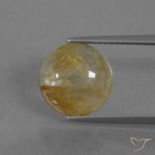4.34ct Natural Amarelo Terroso Quartzo Rutilo, Redondo, Transparente