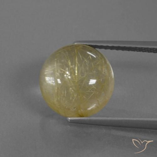5.55ct Natural Amarelo Terroso Quartzo Rutilo, Redondo, Transparente