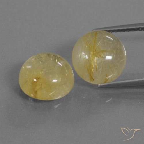 10.70ctw Natural Amarelo Terroso Quartzo Rutilo, Redondo, Transparente