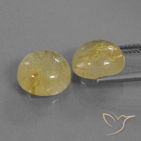 Pedras preciosas de Quartzo Rutilo Amarelo Terroso natural de 10.70 ct, Redondo, Transparente