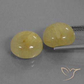 Pedras preciosas de Quartzo Rutilo amarelo médio natural de 11.05 ct, Redondo, Translúcido