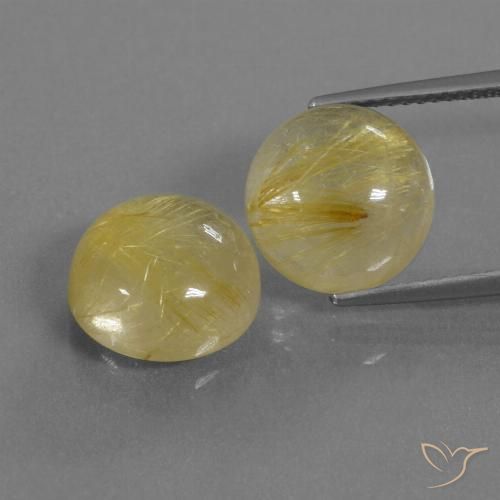 11.53ctw Natural Amarelo Terroso Quartzo Rutilo, Redondo, Transparente