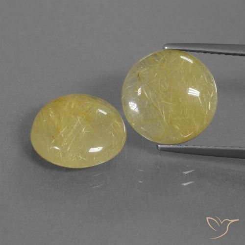 8.43ctw Natural Amarelo Dijon muito claro Quartzo Rutilo, Redondo, Translúcido