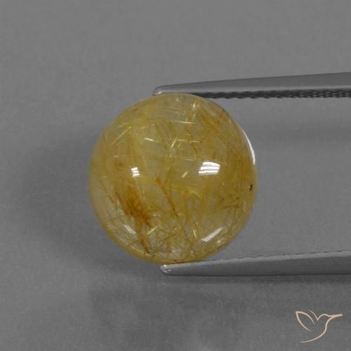 6.61ct Natural Amarelo Dijon Quartzo Rutilo, Redondo, Translúcido