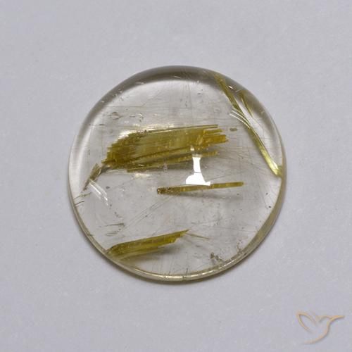 3.54ct Natural Luz amarela Quartzo Rutilo, Redondo, Transparente