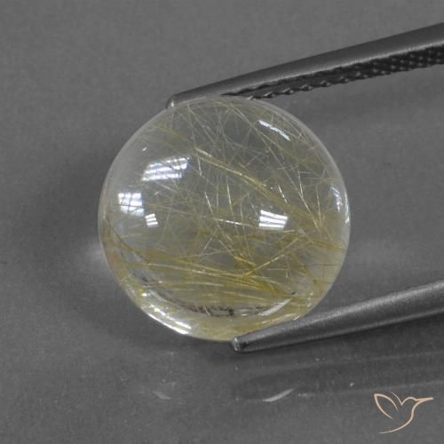 4.89ct Natural Castanho Dourado Muito Claro Quartzo Rutilo, Redondo, Transparente