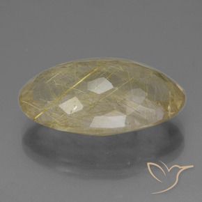 Quartzo rutilado amarelo natural 21,51ct, corte oval, transparente