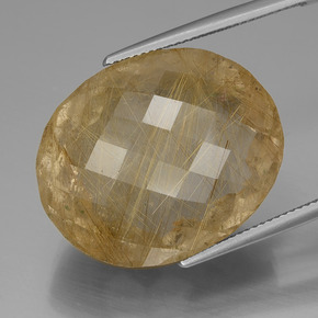Quartzo rutilado dourado natural 50,97ct, corte oval, transparente