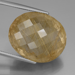 Quartzo rutilado dourado natural 50,97ct, corte oval, transparente