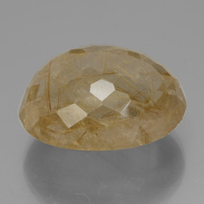 Quartzo rutilado dourado natural 50,97ct, corte oval, transparente