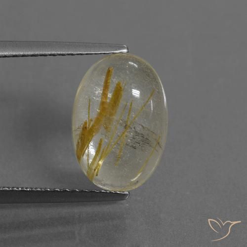 4.06ct Natural Castanho Dourado Muito Claro Quartzo Rutilo, oval, Transparente