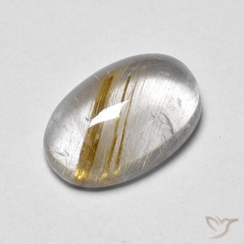 Quartzo Rutilo Amarelo Terroso Natural 3.92ct, oval, Transparente