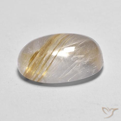 Quartzo Rutilo Amarelo Terroso Natural 3.92ct, oval, Transparente