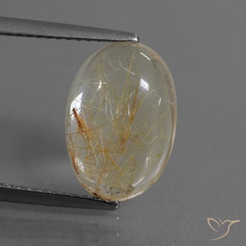 4.09ct Natural Castanho Dourado Muito Claro Quartzo Rutilo, oval, Transparente