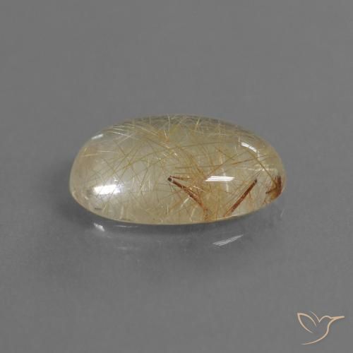 Quartzo Rutilo Castanho Dourado Muito Claro Natural 4.09ct, oval, Transparente