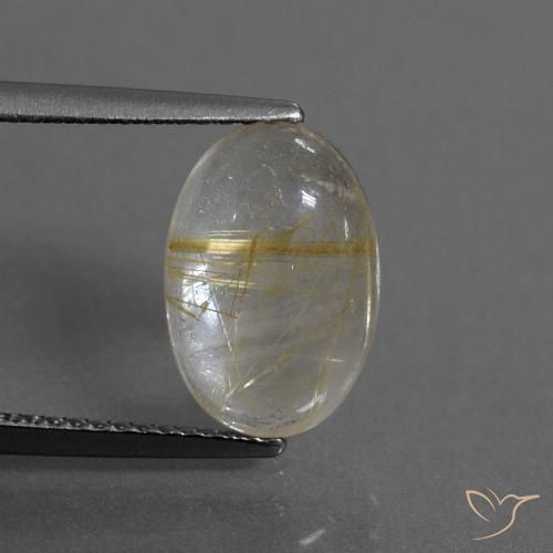 3.12ct Natural Castanho Dourado Muito Claro Quartzo Rutilo, oval, Transparente