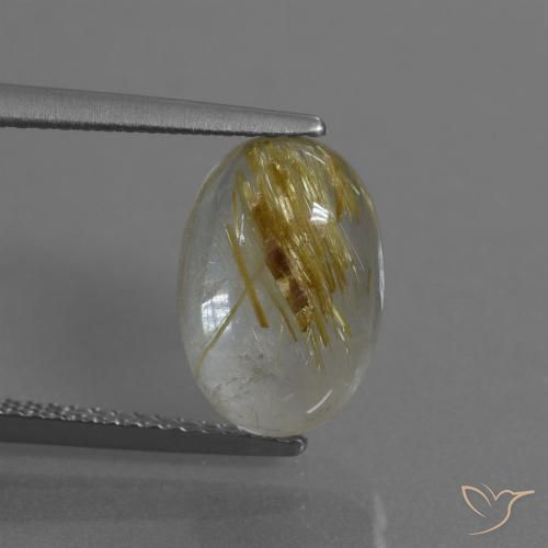 3.87ct Natural Castanho Dourado Muito Claro Quartzo Rutilo, oval, Transparente