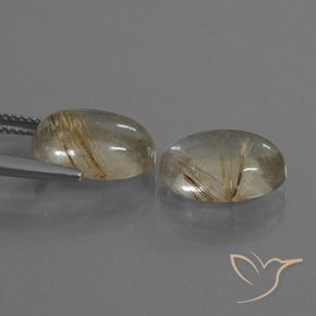 Pedras preciosas de Quartzo Rutilo Castanho Dourado Muito Claro natural de 9.84 ct, oval, Transparente