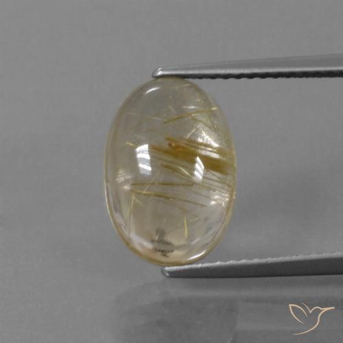 4.36ct Natural Castanho Dourado Muito Claro Quartzo Rutilo, oval, Transparente
