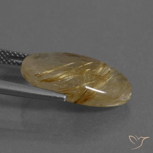 Quartzo Rutilo Castanho Dourado Muito Claro Natural 8.23ct, oval, Translúcido