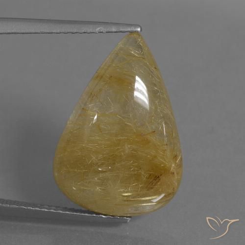 14.48ct Natural amarelo médio Quartzo Rutilo, Formato de pêra, Translúcido