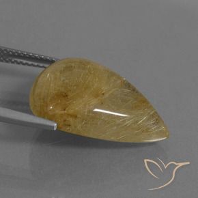 Quartzo Rutilo amarelo médio Natural 14.48ct, Formato de pêra, Translúcido