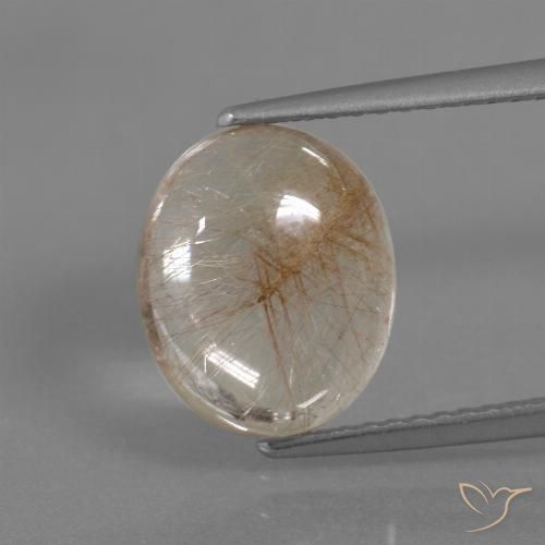 3.95ct Natural Claro e Ouro-Bronze Quartzo Rutilo, oval, Transparente