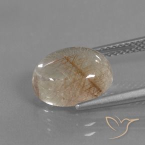 Quartzo Rutilo Claro e Ouro-Bronze Natural 3.95ct, oval, Transparente