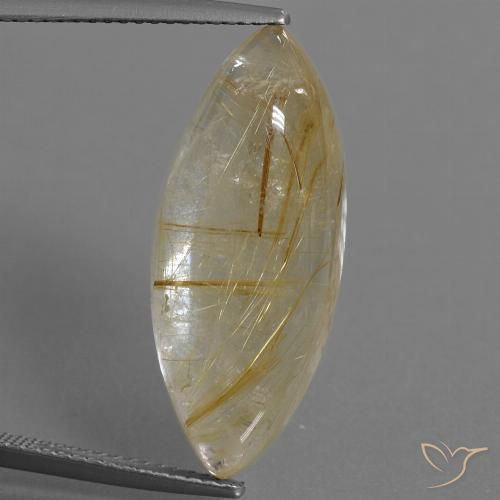 14.68ct Natural Castanho Dourado Muito Claro Quartzo Rutilo, Marquesa, Transparente, Photo A
