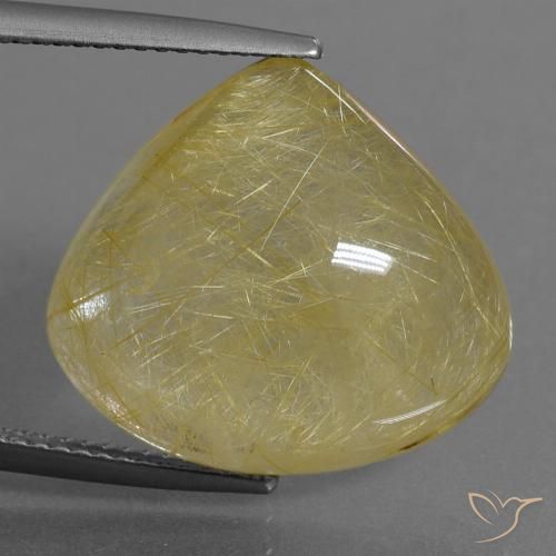 17.91ct Natural amarelo quente Quartzo Rutilo, Formato de pêra, Transparente