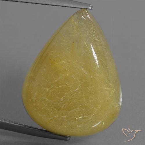 24.90ct Natural Luz amarela Quartzo Rutilo, Formato de pêra, Translúcido
