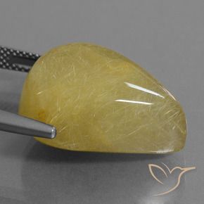 Quartzo Rutilo Luz amarela Natural 24.90ct, Formato de pêra, Translúcido