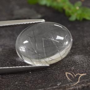 Quartzo Rutilo claro com preto Natural 8.50ct, oval, Transparente