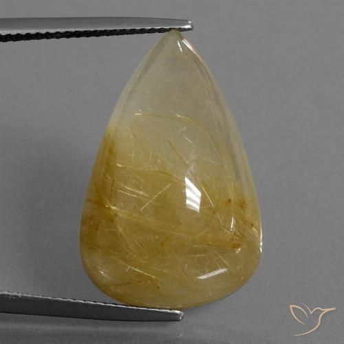 22.73ct Natural Amarelo Terroso Quartzo Rutilo, Formato de pêra, Translúcido