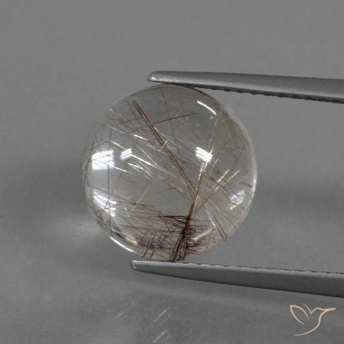 Quartzo Rutilo Marrom claro Natural 5.09ct, Corte Redondo, Transparente