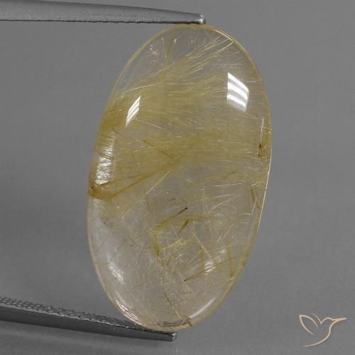 12.70ct Natural amarelo médio Quartzo Rutilo, oval, Transparente