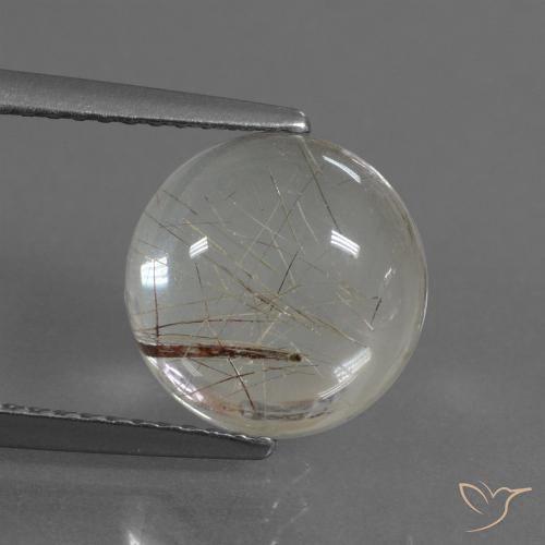3.48ct Natural Marrom claro Quartzo Rutilo, Redondo, Transparente