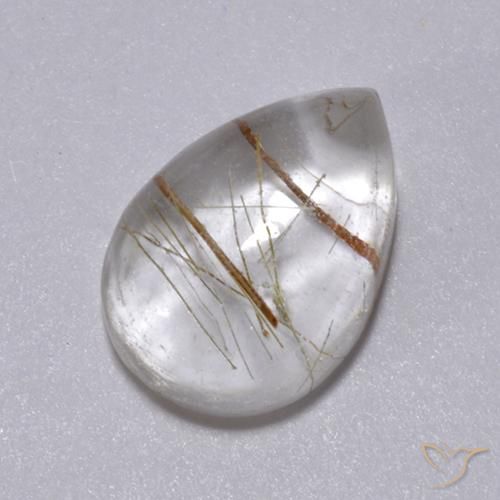 2.49ct Natural Marrom Quente Quartzo Rutilo, Formato de pêra, Transparente