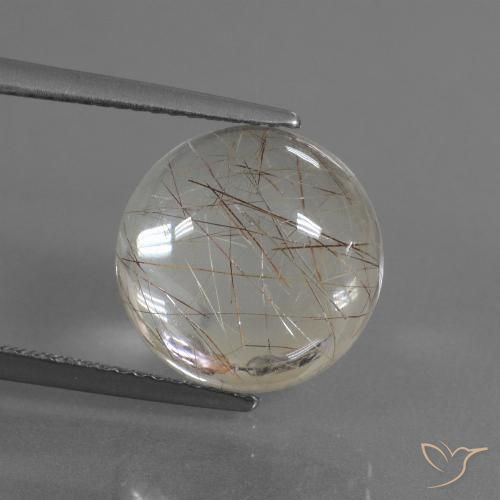6.66ct Natural Castanho muito claro Quartzo Rutilo, Redondo, Transparente