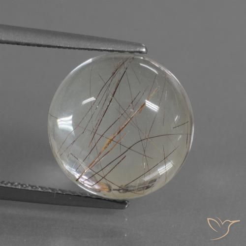 6.24ct Natural Marrom claro Quartzo Rutilo, Redondo, Transparente