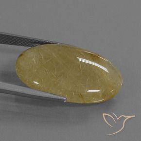 Quartzo Rutilo Amarelo dourado Natural 17.69ct, oval, Translúcido