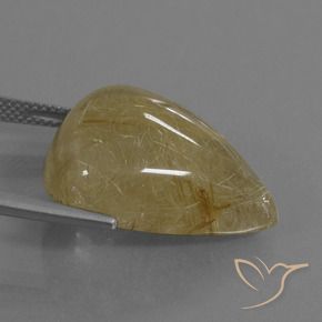 Quartzo Rutilo Luz amarela Natural 24.63ct, Formato de pêra, Translúcido