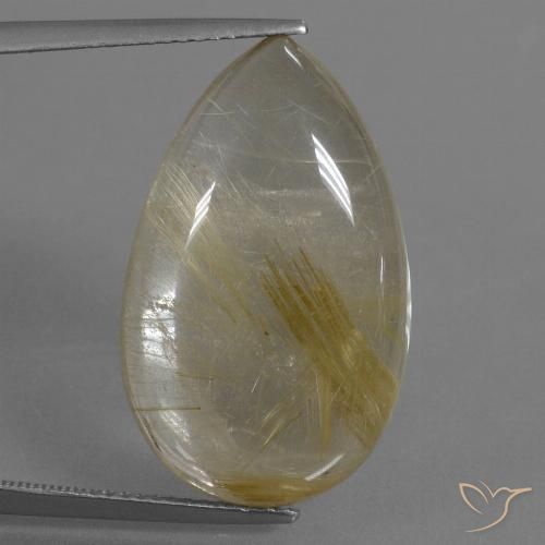 21.47ct Natural Luz amarela Quartzo Rutilo, Formato de pêra, Transparente